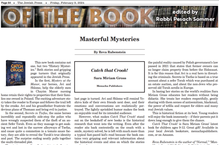 screenshot of Jewish Press book review for Catch that Crook
